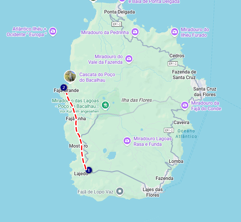 Wander weg Lajedo nach Fajã Grande Insel Flores