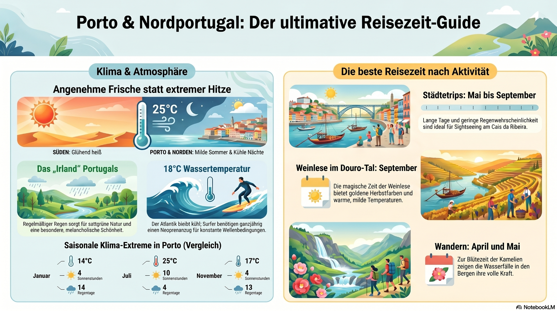 Infografik: Porto & Nordportugal: Wetter, Klima & Beste Reisezeit