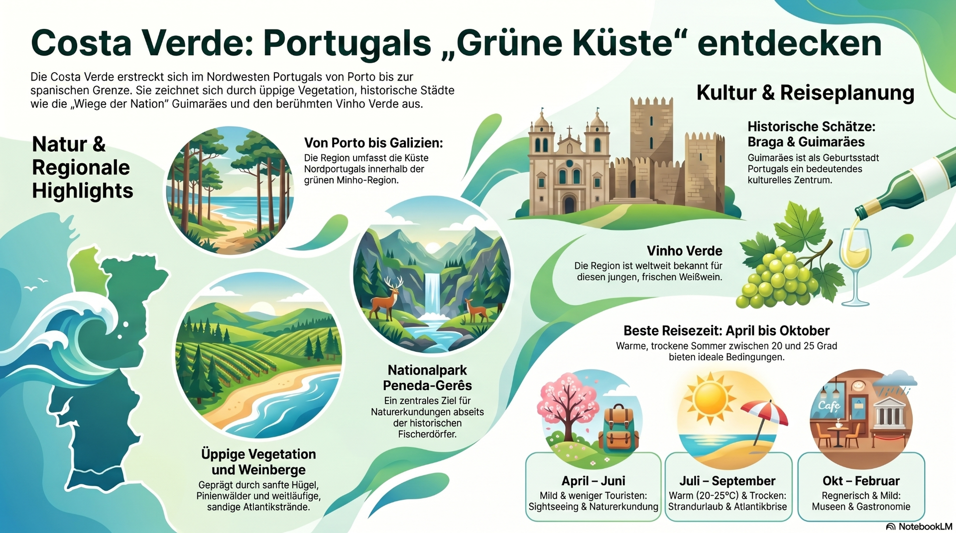 Reiseführer für Portugals Costa Verde Infographik