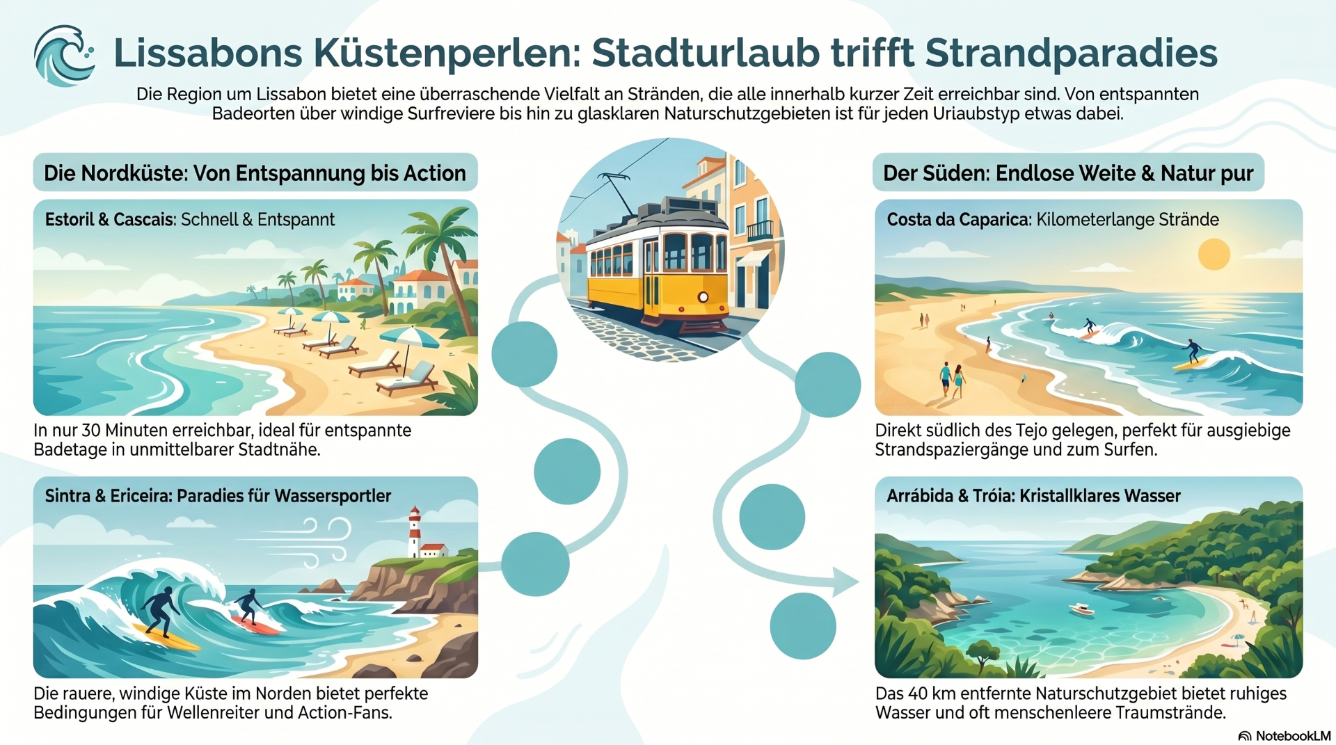 Lissabons Küstenperlen- Stadt trifft Strand Infographik von PortugalExpert