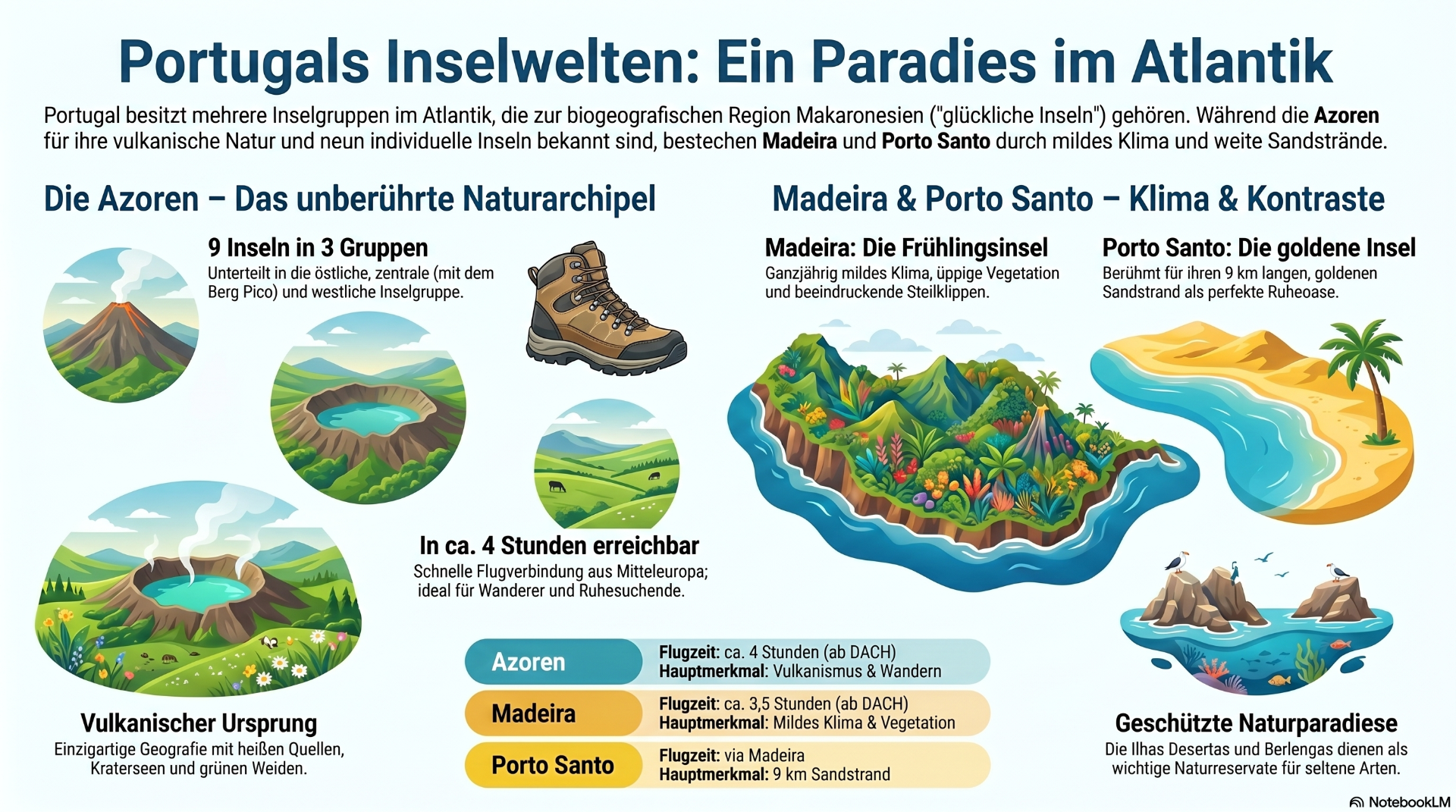 Portugals Inselwelten im Atlantik - Infografic von PortugalExpert